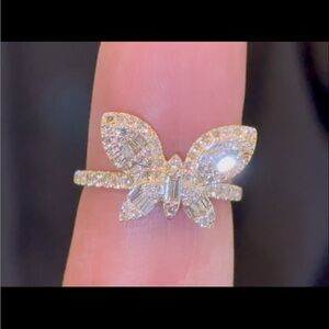 Gorgeous 0.80 carat, 10k yellow gold diamond butterfly ring!